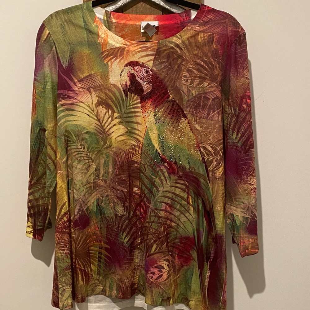 Chico's Multicolor Parrot Print Top